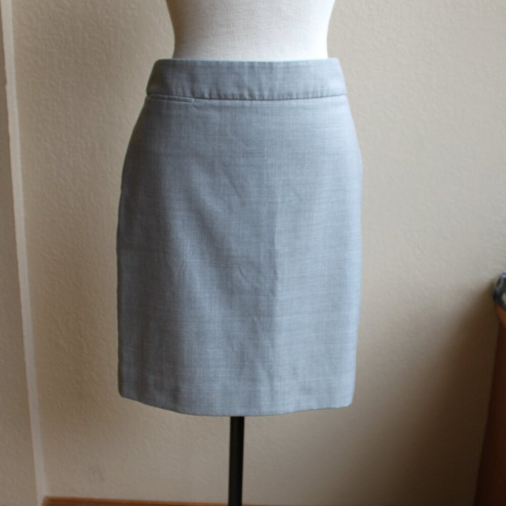 J Crew Gray Wool Mid Rise Knee Length Career Skirt 8P